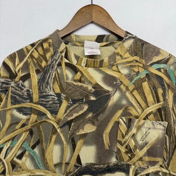Vintage Wrangler Camo Shirt Men's Large Green Rugged Boxy Advantage Wetlands 90s - Picture 1 of 8